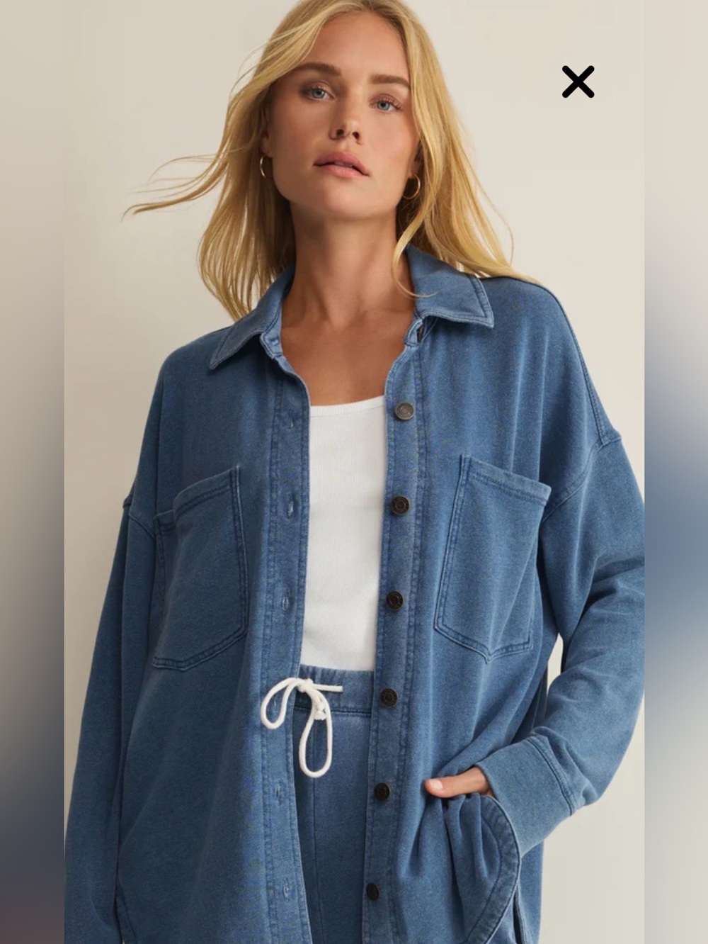 NWT Z Supply Indigo Blue ALL DAY KNIT DENIM JACKET, Size XS